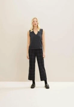 Tom Tailor Karomuster - Broek - Anthracite Small Ck Check