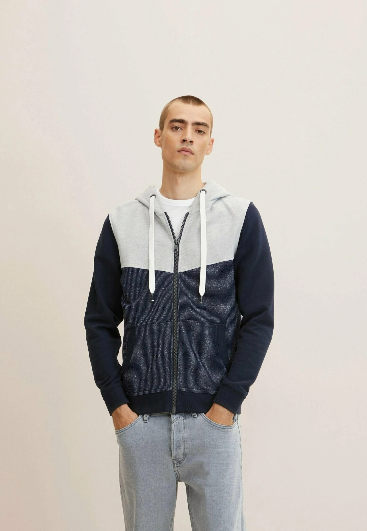 Tom Tailor Hoodie - Navy Offwhite Inject Stripe 1 Tom Tailor Hoodie - Navy Offwhite Inject Stripe