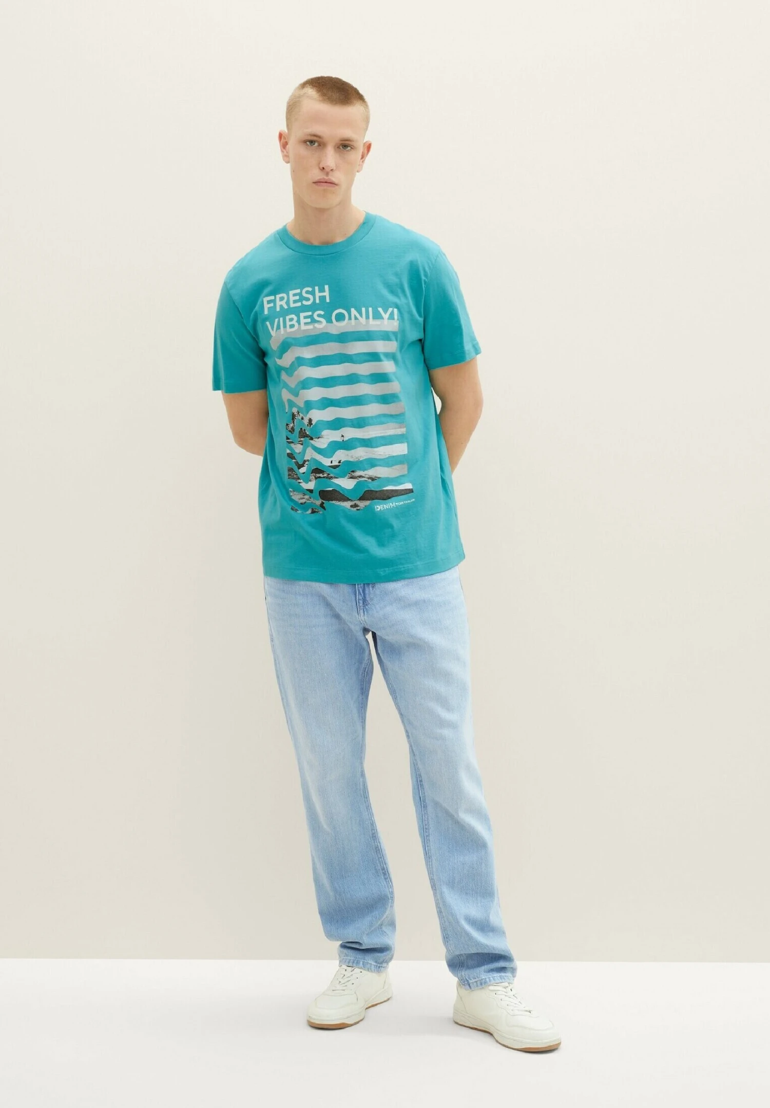 TOM TAILOR Denim Mit Fotoprint - T-Shirt Print - Deep Turquoise 2 TOM TAILOR Denim Mit Fotoprint - T-Shirt Print - Deep Turquoise - Afbeelding 2