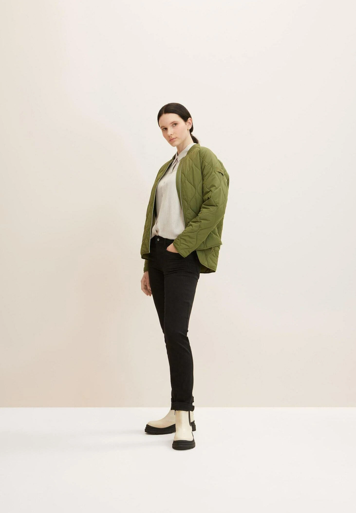 TOM TAILOR Denim Lange- Overhemdblouse - Cloud Grey Melange 2 TOM TAILOR Denim Lange- Overhemdblouse - Cloud Grey Melange - Afbeelding 2