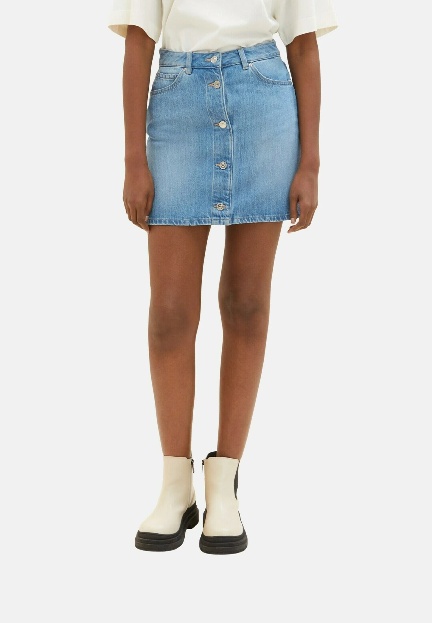 TOM TAILOR Denim A-Lijn Rok - Light Stone Bright Blue Denim 1 TOM TAILOR Denim A-Lijn Rok - Light Stone Bright Blue Denim