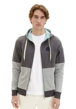 Tom Tailor Sweater Met Rits - Dark Grey Melange -Tom Tailor feaa554488fb4323951056677604014f