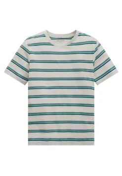 Tom Tailor Gestreiftes - T-Shirt Print - White Green Multicolor Stripe